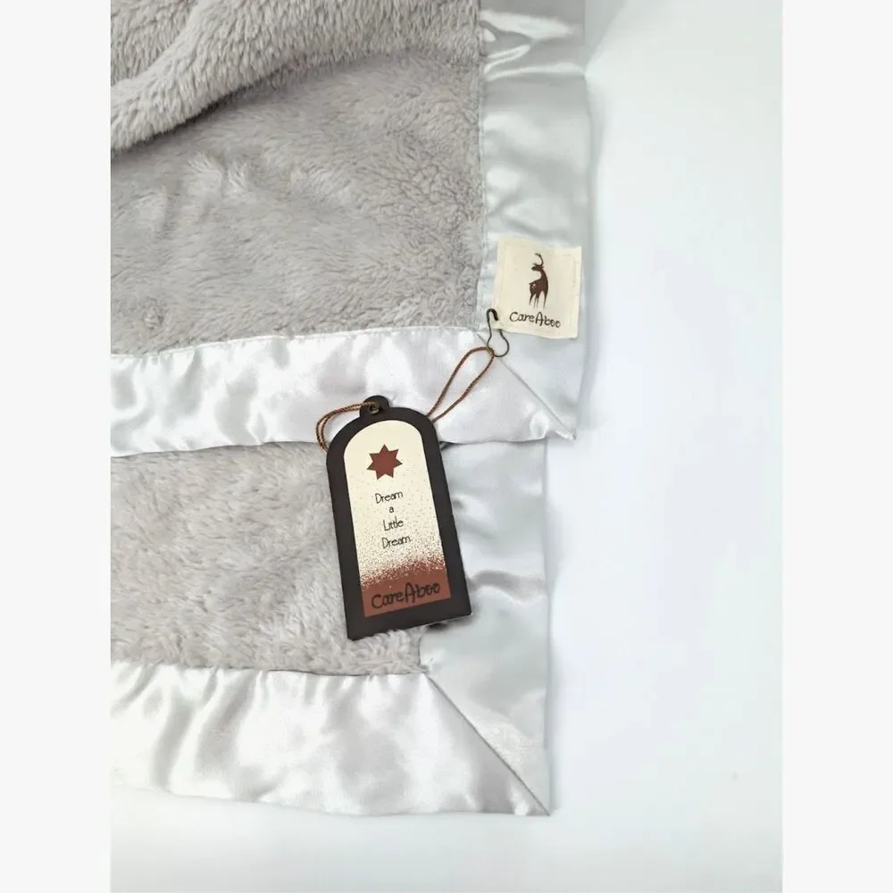 Baby Blanket Gray Plush Luxe Satin Trim Neutral Minimalist 30
